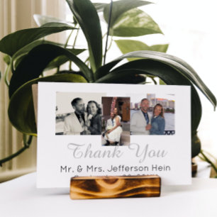 Carte Postale Collage de photos à la main Merci Mariage