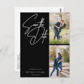 Carte Postale Collage de photos à main minimale noir (Devant / Derrière)