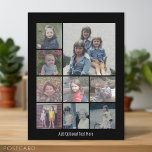 Carte Postale Collage de photos Instagram avec 9 photos carrés<br><div class="desc">Montage photo de 9 photos de tailles différentes sur un arrière - plan de couleur solide. Utilisez vos photos sans cadres sur celle-ci ! Ajoutez vos photos et instantanés préférés à cette bande pour un garde-mémoire amusant. Une façon artistique d'afficher vos meilleures photos de partage.</div>