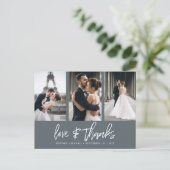 Carte Postale Collage de photos lettrage manuel gris foncé Merci (Debout devant)