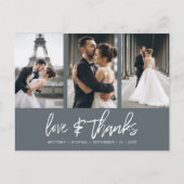 Carte Postale Collage de photos lettrage manuel gris foncé Merci (Devant)