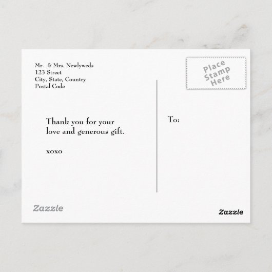 Carte Postale Collage de photos marquées Rustic Mariage Merci (Dos)