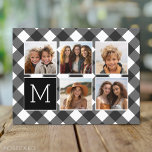 Carte Postale Collage de photos - Monogramme blanc noir Buffalo<br><div class="desc">Arrière - plan inclut un Motif chèque manly en option - Utilisez cinq photos de carré Instagram ou vraiment n'importe quelle image pour créer un cadeau unique et personnel. Si vous avez besoin d'ajuster les images,  cliquez sur l'outil personnaliser pour apporter des modifications.</div>
