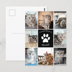 Carte Postale Collage de photos personnalisé en mémoire du chat 