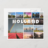 Carte Postale Collage de photos souvenir de Hollande (Devant / Derrière)