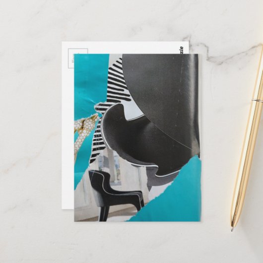 Carte Postale Collage de piano et de chaise (Devant/Arrière en situation)