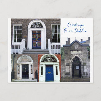 Carte Postale Collage de portes anciennes, Salutations de Dublin