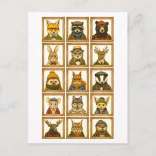 Carte Postale Collage de portraits d'animaux