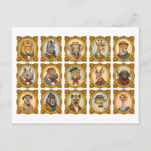 Carte Postale Collage de portraits d'animaux africains