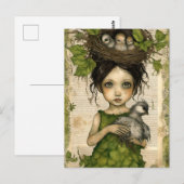 Carte Postale Collage de poupée au nid d'oiseau (Devant / Derrière)