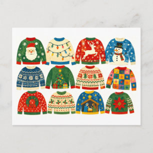 Carte Postale Collage de pulls de Noël laids