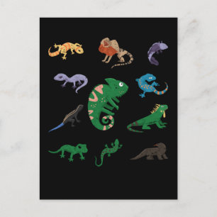 Carte Postale Collage de reptiles de bande dessinée Dragon barbu