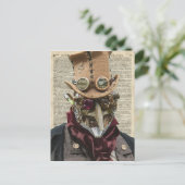 Carte Postale Collage de robots Steampunk sur la vieille page de (Debout devant)