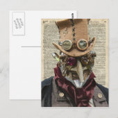 Carte Postale Collage de robots Steampunk sur la vieille page de (Devant / Derrière)