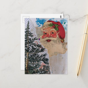Carte Postale Collage de Santa rétro