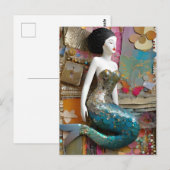 Carte Postale Collage de sirène fantastique (Devant / Derrière)