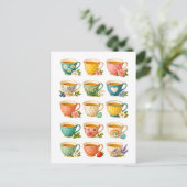 Carte Postale Collage de tasses à thé (Debout devant)
