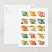 Carte Postale Collage de tasses à thé (Devant / Derrière)