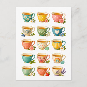 Carte Postale Collage de tasses à thé