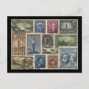Carte Postale Collage de timbres vintages