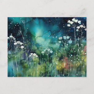 Carte postale Collage d'encre d'alcool floral