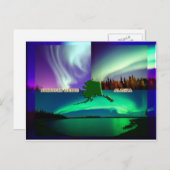 Carte Postale Collage des aurores boréales de l'Alaska (Devant / Derrière)
