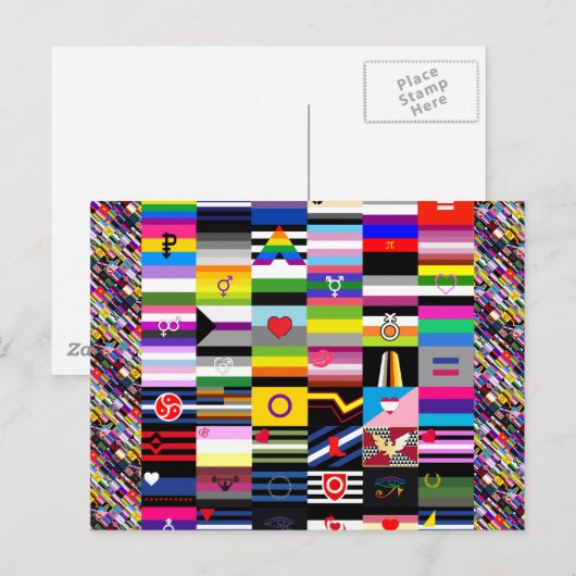 Carte Postale Collage des drapeaux de fierté (Devant / Derrière)