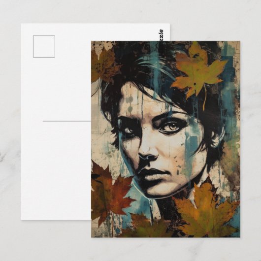 Carte Postale Collage des femmes face et feuille (Devant / Derrière)