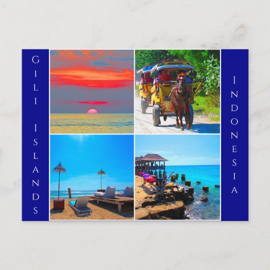 Carte Postale collage des îles gili (Devant)