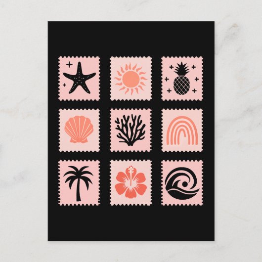 Carte Postale Collage des timbres de nature (Devant)