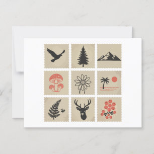 Carte Postale Collage des timbres de nature