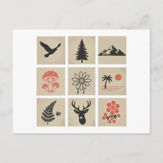 Carte Postale Collage des timbres de nature (Devant)