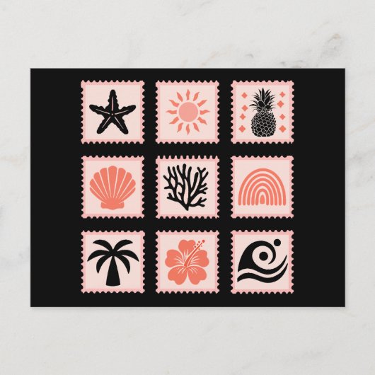 Carte Postale Collage des timbres de nature (Devant)