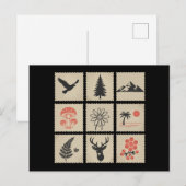 Carte Postale Collage des timbres de nature (Devant / Derrière)