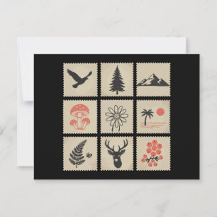 Carte Postale Collage des timbres de nature