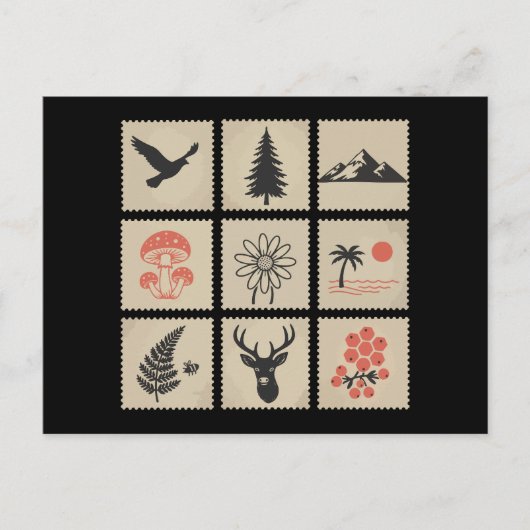 Carte Postale Collage des timbres de nature (Devant)