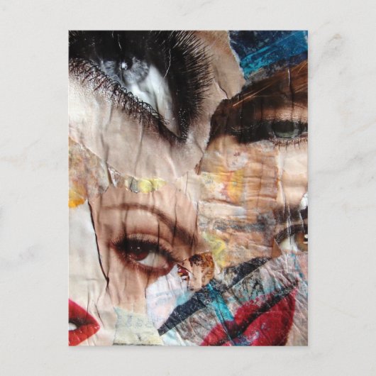 Carte Postale Collage des yeux et des lèvres (Devant)
