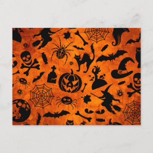 Carte Postale Collage d'Halloween effrayant avec sorcière, citro