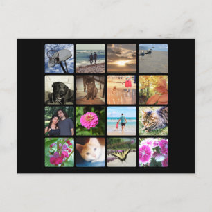 Carte Postale Collage d'images en mosaïque de 16 photos personna