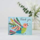 Carte Postale Collage d'oiseau chantant Merci (Debout devant)