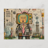 Carte Postale Collage drôle d'algues de marais Antitrump en tech (Devant)