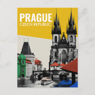 Carte Postale Collage du ciel de la vieille ville de Prague en R