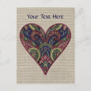 Carte Postale Collage du coeur de la tapisserie