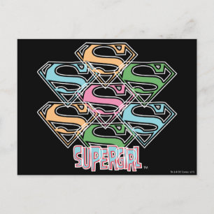 Carte Postale Collage du logo de Supergirl Pastel