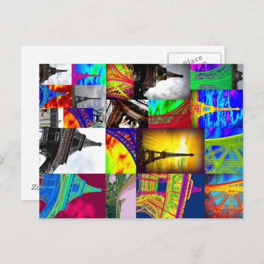 Carte Postale collage eiffel (Devant / Derrière)