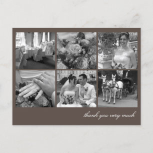 Carte Postale Collage en grille Brown 6 photos souvenirs merci