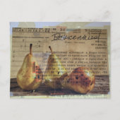 Carte Postale Collage en techniques mixtes avec poires (Devant)