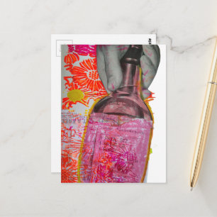 Carte Postale Collage en techniques mixtes Bouteille de Whisky R