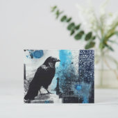 Carte Postale Collage en techniques mixtes de corbeau (Debout devant)