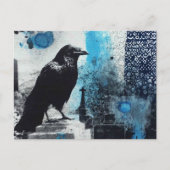 Carte Postale Collage en techniques mixtes de corbeau (Devant)